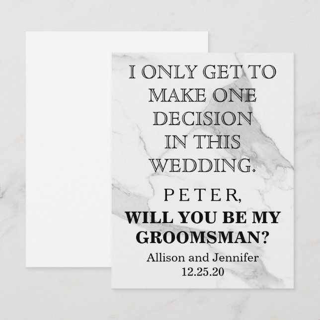 Invitation Serez-vous mon Groomsman ?Personnalisé (Devant / Derrière)