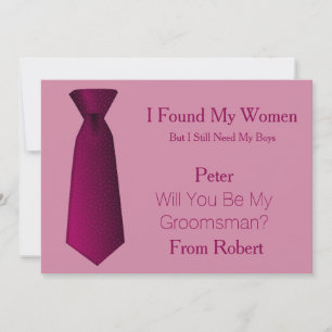 Invitation Serez-Vous Mon Groomsman Purple & Pink Cravate