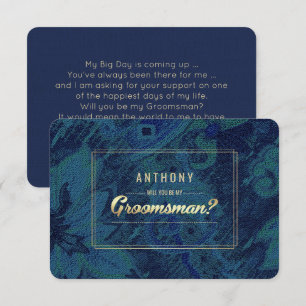 Invitation Serez-vous mon Groomsman ? Vert bleu Abstrait