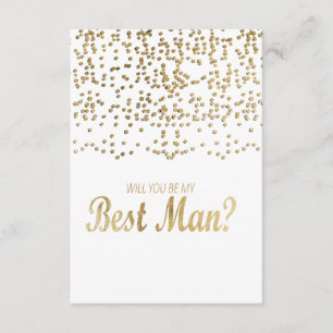 Invitation "Serez-Vous Mon Meilleur Homme ?" Faux Gold Confet