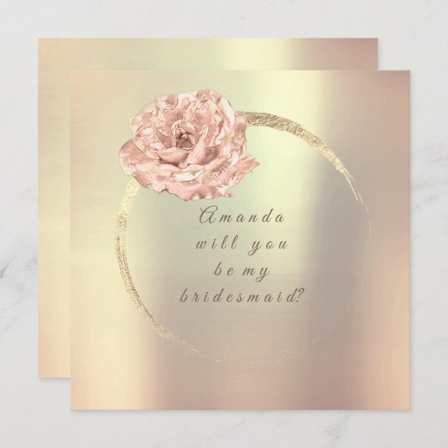 Invitation Serez-Vous Mon Servante D'Accueil Rose Peach Coral (Devant / Derrière)