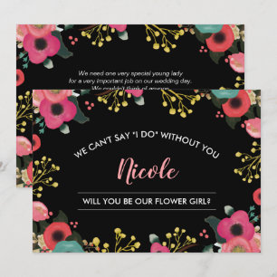 Invitation Serez-vous notre Flower Girl ? Floral moderne