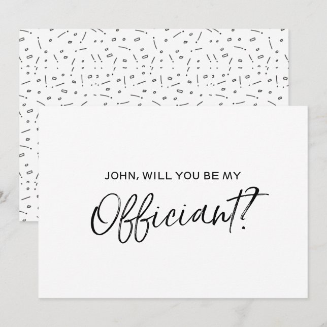 Invitation "Serez-vous notre officiant"| Main chic en lettres (Devant / Derrière)
