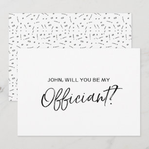 Invitation "Serez-vous notre officiant" Main chic en lettres