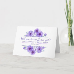 Invitation Serez-vous notre petite fille aux fleurs anemone c