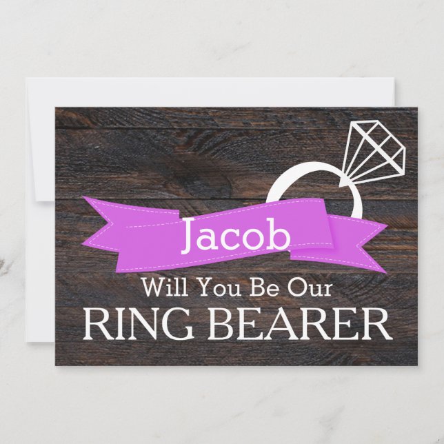 Invitation Serez-Vous Notre Porteur De Bague En Bois (Devant)