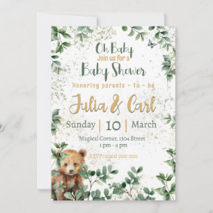 Invitation Série de baby shower Woodland 02 