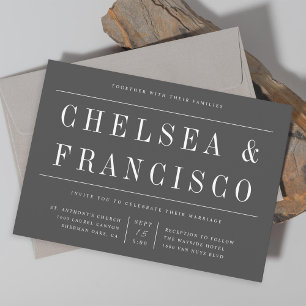 Invitation Série simple Typographie moderne Mariage gris