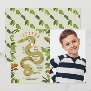 Invitation Serpent Anniversaire Fête Reptiles Jungle Photo