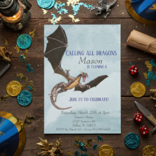 Invitation Serpent dragon fête d'anniversaire enfant