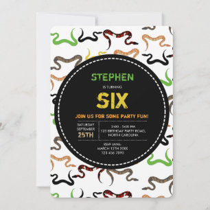 Invitation Serpents colorés Python Reptile fête d'anniversair