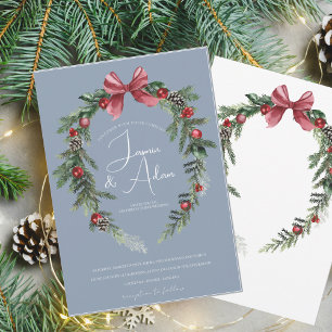 Invitation Serre de Noël Dusty Bleu Mariage de fête d'hiver