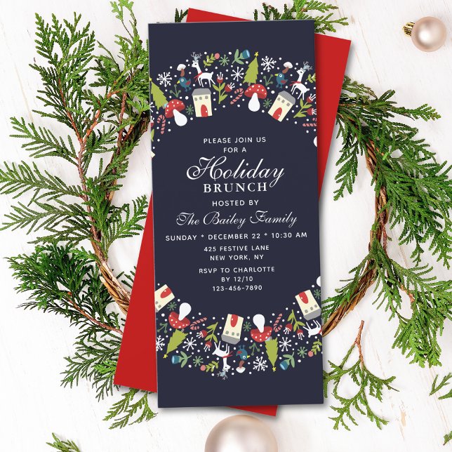 Invitation Serre de Noël Woodland | Brunch de Noël (Créateur téléchargé)