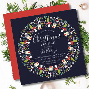 Invitation Serre de Noël Woodland   Brunch de Noël