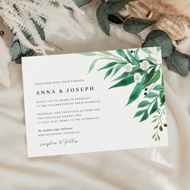 Invitation Serre | Mariage de feuillage vert aquarelle (Créateur téléchargé)