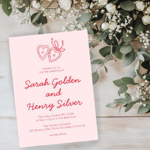 Invitation Serrure de coeur Whimsical Doodle Croquis moderne 