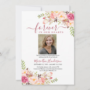 Invitation Service commémoratif Boho Rose Blush Photo