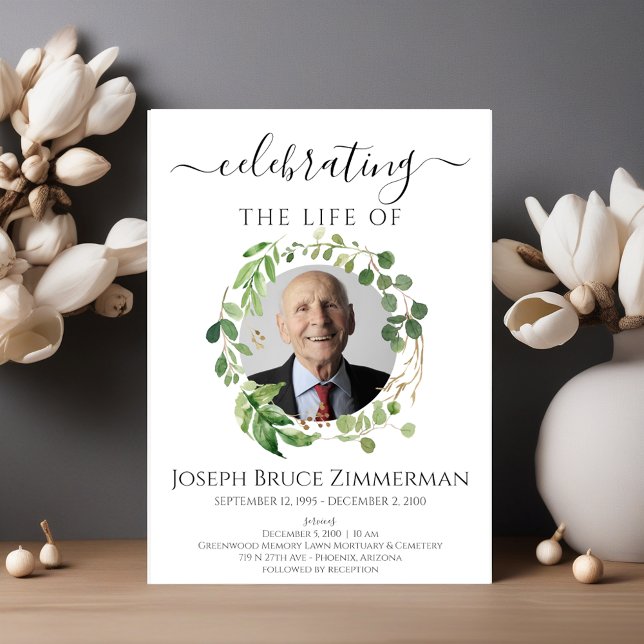 Invitation Service commémoratif funéraire de verdure Photo (Créateur téléchargé)