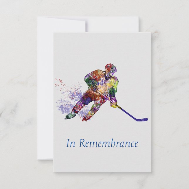 Invitation Service commémoratif personnalisé Joueur de hockey (Devant)