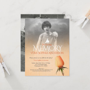 Invitation Service commémoratif photo apricot orange rose fun