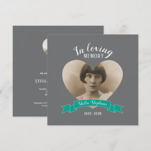 Invitation Service commémoratif photo turquoise ruban invitat