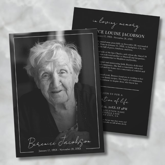 Invitation Service commémoratif simple et élégant (Simple Elegant Memorial Service Funeral Invitation )