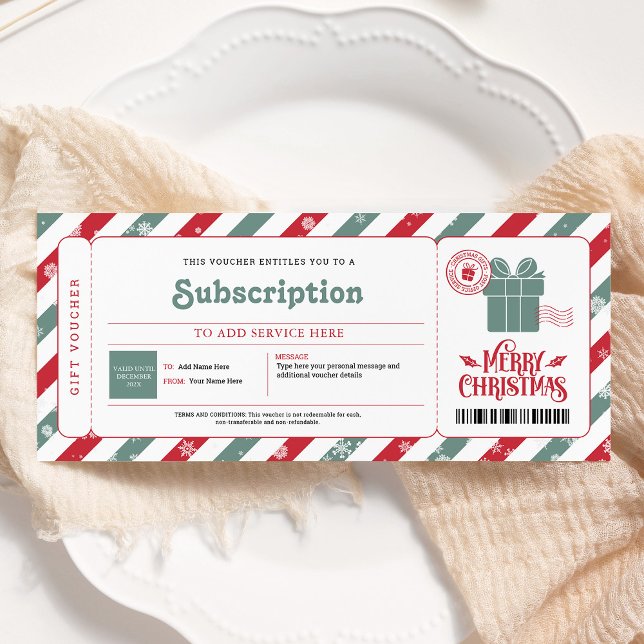 Invitation Service d'abonnement Certificat cadeau de Noël (Créateur téléchargé)