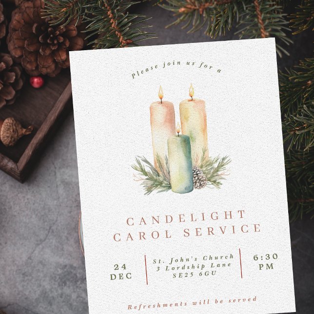 Invitation Service de carol simple à la lumière des bougies (Créateur téléchargé)