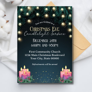Invitation Service de cierges de Noël de la veille de Noël au
