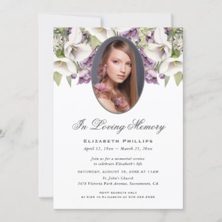 Invitation Service de Mémorial photo de Calla Lilies blanc vi