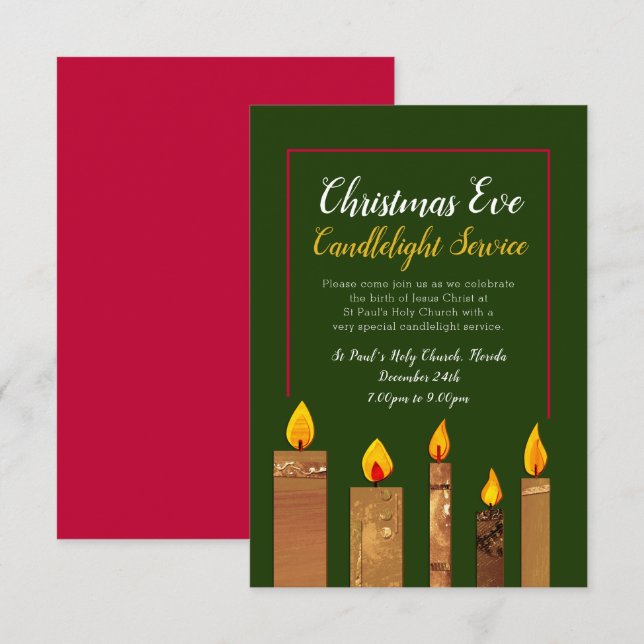 Invitation service de réveil aux chandelles de Noël bougies o (Devant / Derrière)