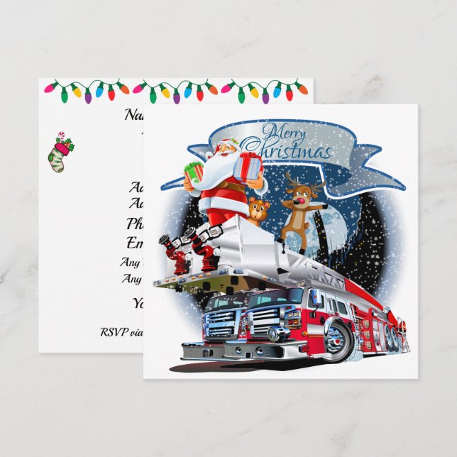 Invitation Service d'incendie Noël HD (Devant / Derrière)