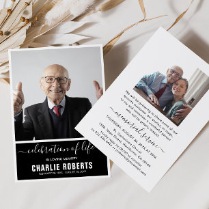 Invitation Service funèbre moderne Célébration de la vie