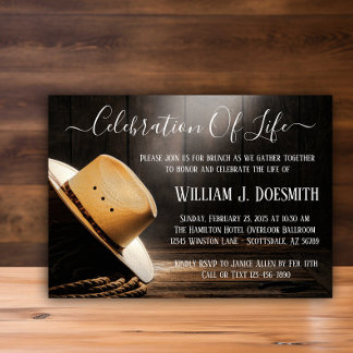 Invitation Service funéraire commémoratif cowboy