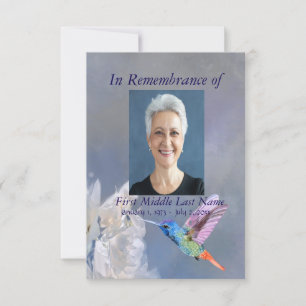 Invitation Service Memorial Hummingbird Garden Flower Custom