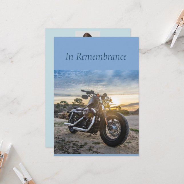Invitation Service Memorial personnalisé Motorcycle Moker Cho (Devant/Arrière en situation)