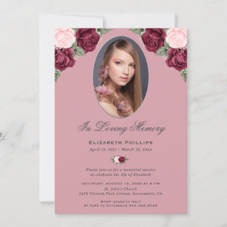 Invitation Service vintage Floral Photo Memorial