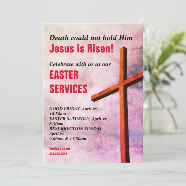 Invitation SERVICES D'ÉGLISE DE PÂQUES | Jésus est ressuscité (Debout devant)