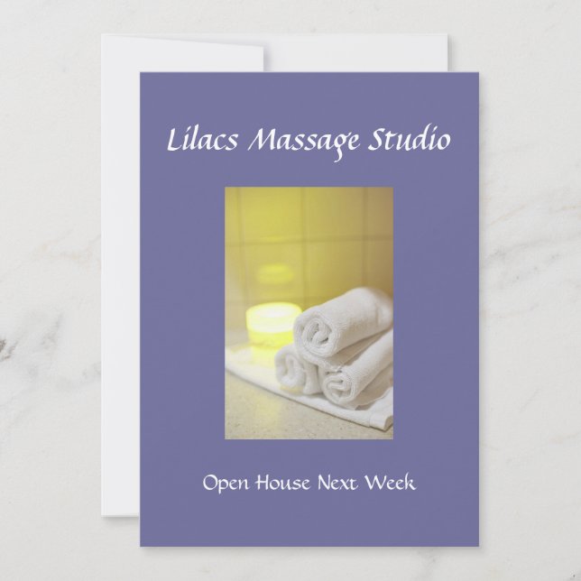 Invitation Serviettes et bougies dans un cadre spa (Devant)