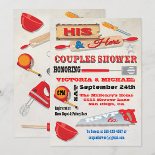 Invitation Ses et ses couples Outils Cuisine Douche Invitatio