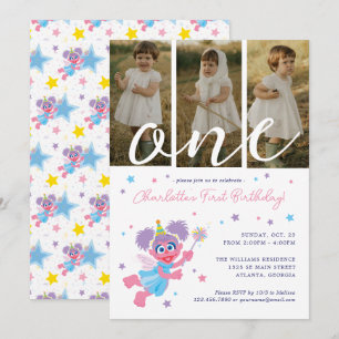 Invitation Sesame Street Abby Cadabby Photo Collage Anniversa
