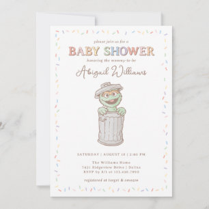 Invitation Sesame Street Baby shower Oscar Confetti