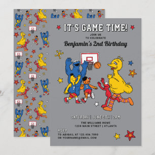 Invitation Sesame Street Basketball Anniversaire