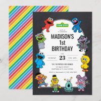 Sesame Street Characters Chalkboard Anniversaire