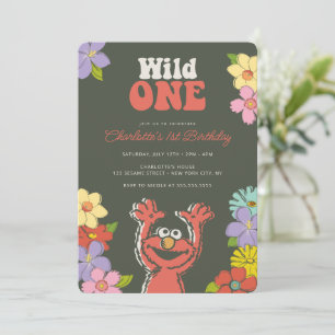 Invitation Sesame Street Elmo   Anniversaire floral Wild One