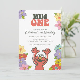 Invitation Sesame Street Elmo   Anniversaire floral Wild One