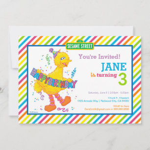 Invitation Sesame Street Gros Oiseau rayé Anniversaire