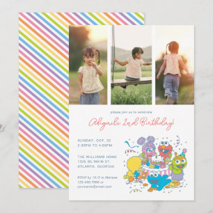 Invitation Sesame Street Pals Pastel   Photo d'anniversaire