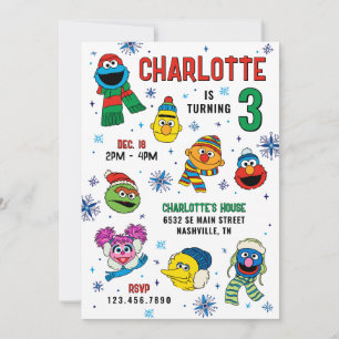 Invitation Sesame Street Winter Snowflakes Anniversaire