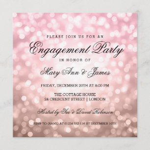 Invitation S'est levé rougissent partie de fiançailles rose